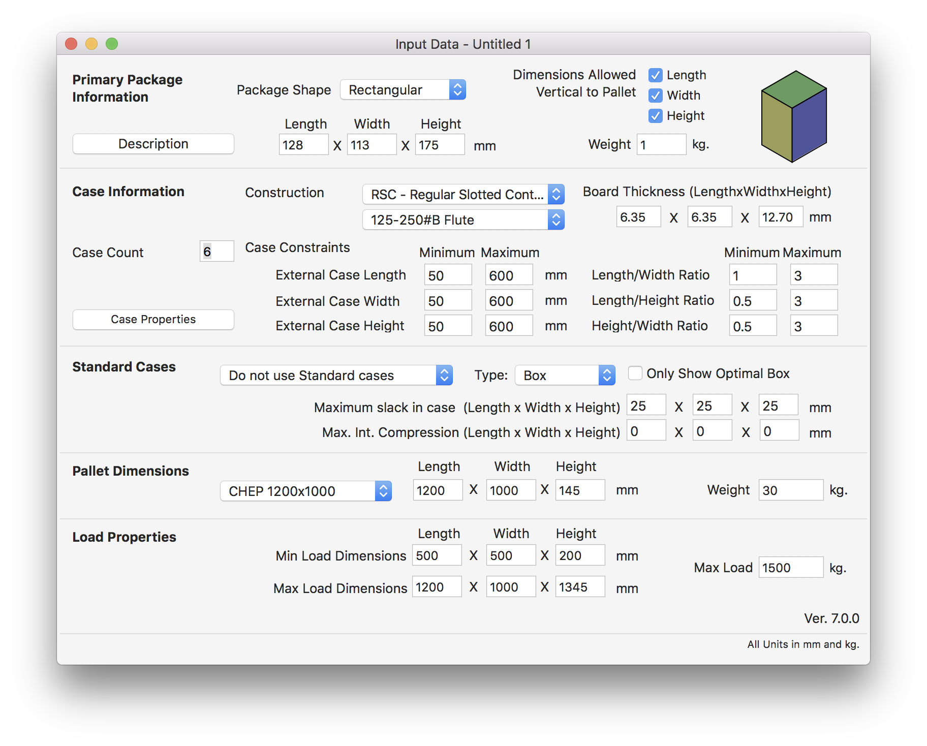 Primary Package Input Window