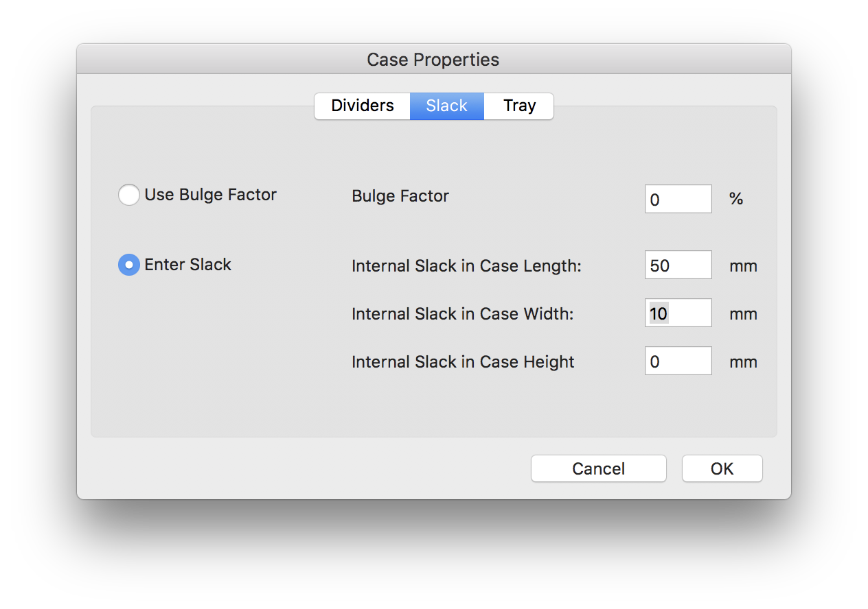 Case Properties window