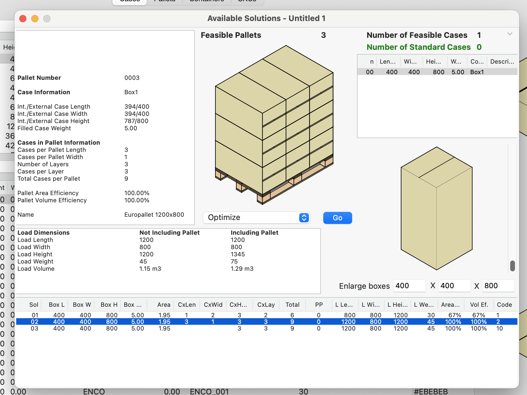 Pallet Calculation Result