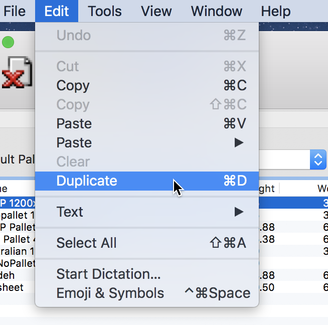 Edit - Duplicate command