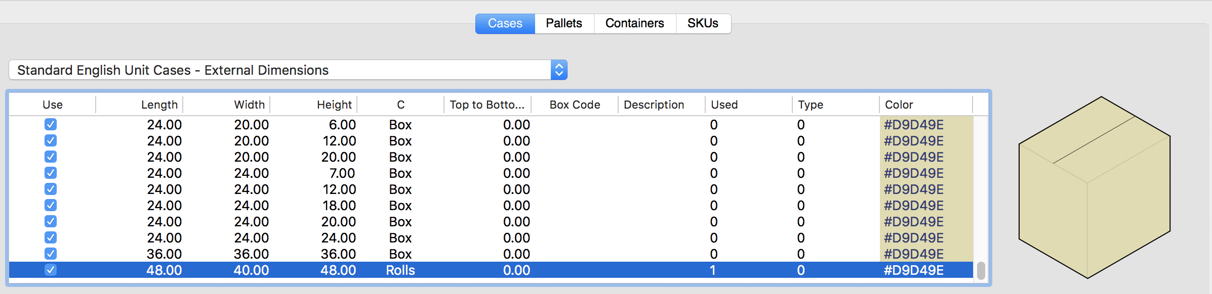 Standard Boxes