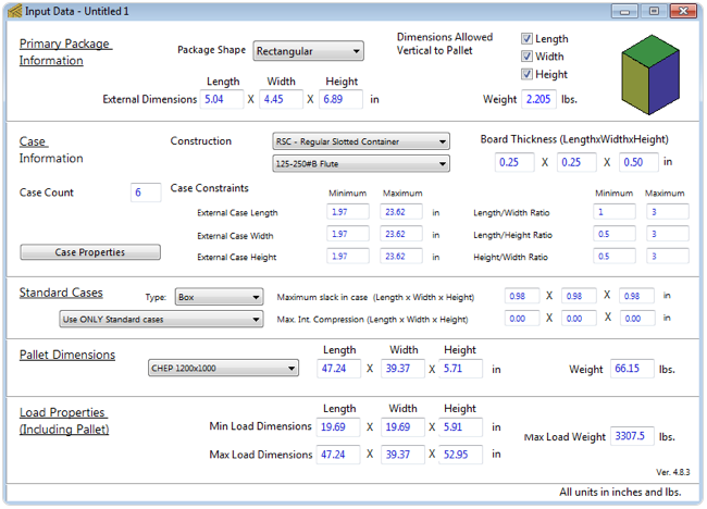 Primary Package Input Window