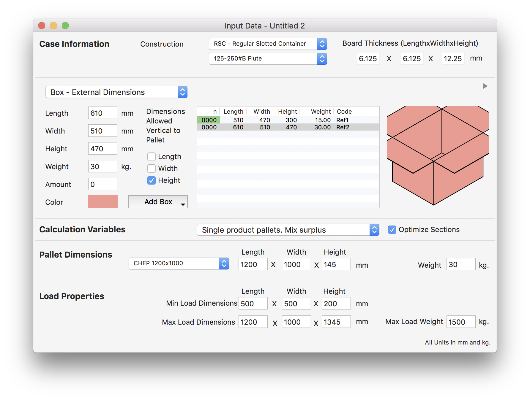 Input Window - Box List