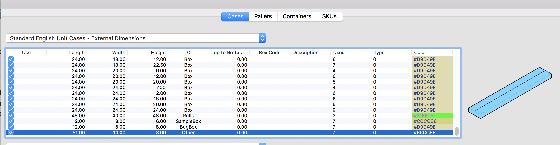 Standard Cases and Pallets