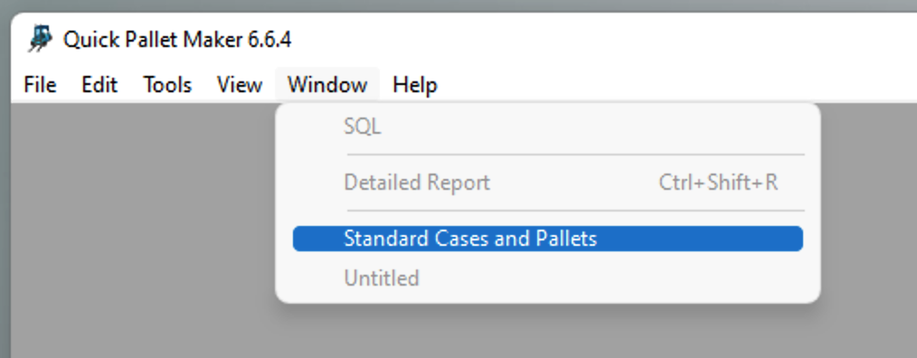 Window - Standard Cases and Pallets