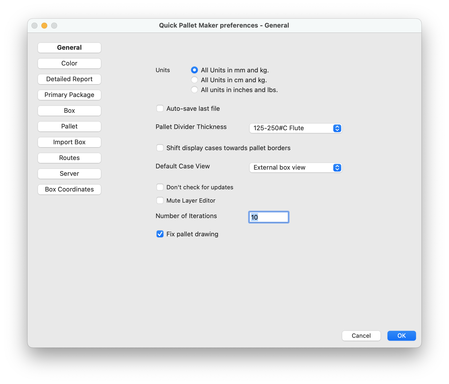 settings window