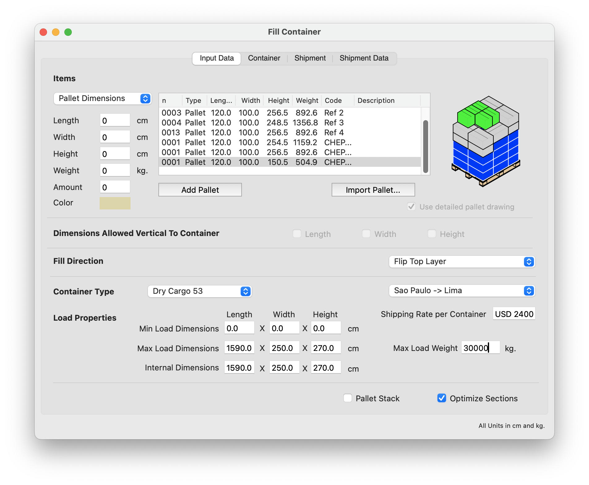 Container fill window