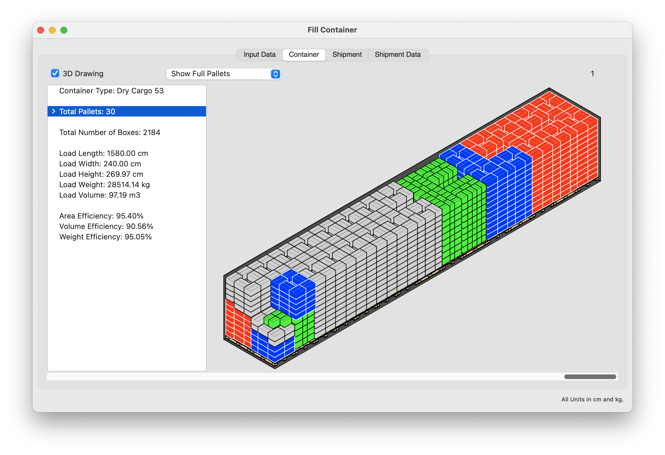 Container with mixed boxes